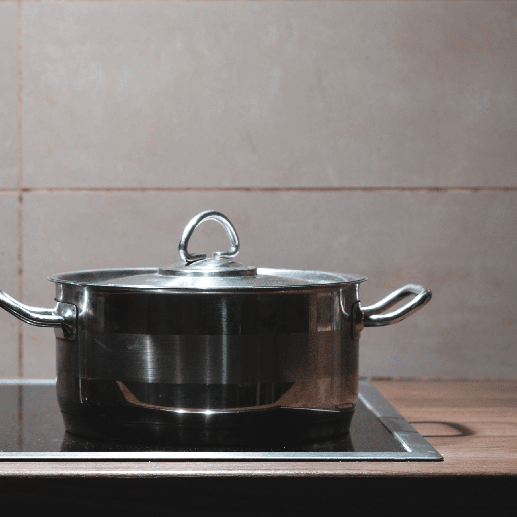pot cooking on a commercial induction hob
